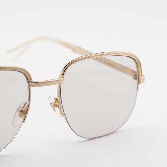 Gucci GG0777S 001 Sunglasses Gold Square Frame, Transparent Lenses - Picture 2 of 10